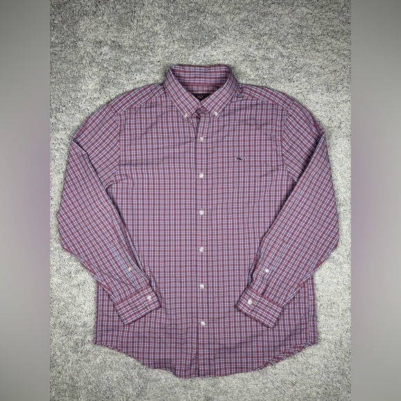 Vineyard Vines Shirt Mens Large Button up Plaid Whale Shirt Classic Office Work - Picture 1 of 4